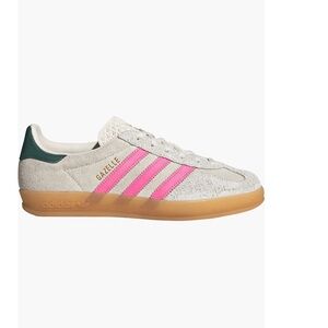 adidas Gazelle Indoor OG Suede Sneaker in Cream with Pink women’s size 9 NEW